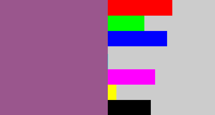 Hex color #9a568d - purpleish