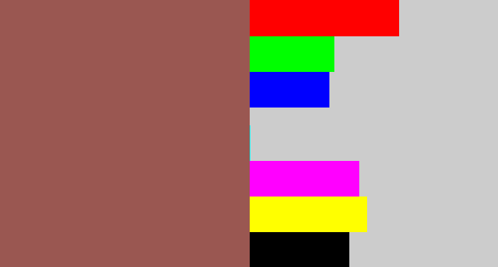 Hex color #9a5751 - light maroon