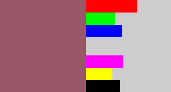 Hex color #9a576a - dark mauve