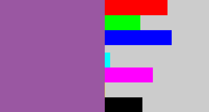 Hex color #9a57a2 - medium purple