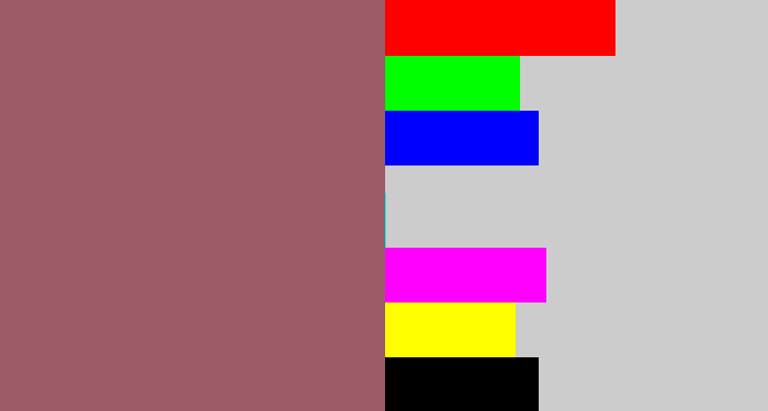 Hex color #9a5a66 - dark mauve