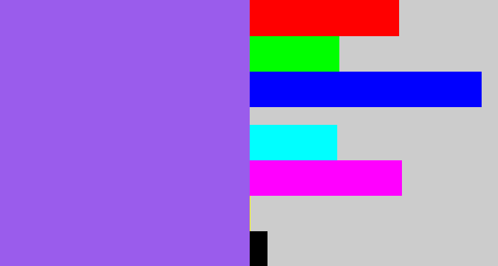 Hex color #9a5cec - lighter purple