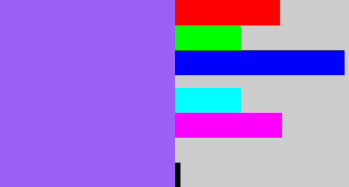 Hex color #9a60f7 - lighter purple