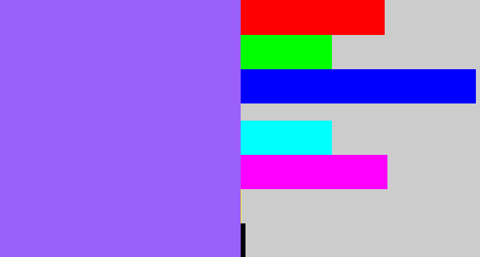 Hex color #9a60f9 - lighter purple