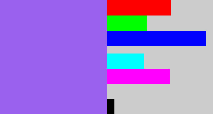 Hex color #9a61ee - lighter purple