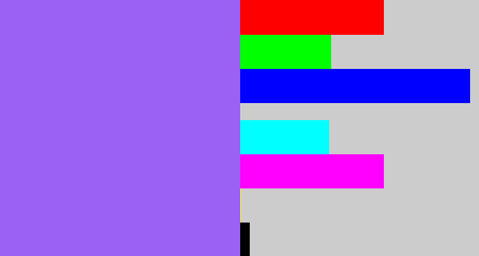 Hex color #9a61f4 - lighter purple