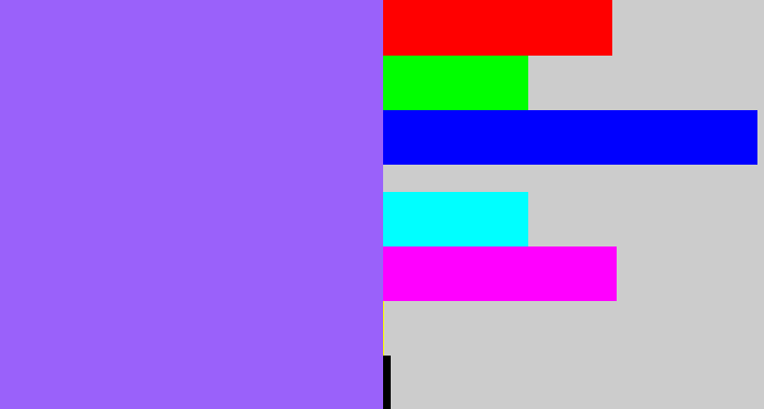 Hex color #9a61fa - lighter purple