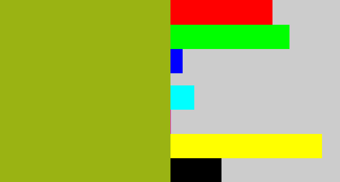 Hex color #9ab313 - sickly green