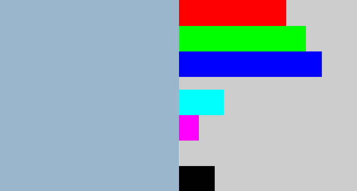 Hex color #9ab6cd - light grey blue