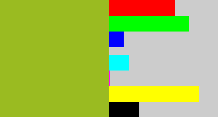 Hex color #9abb21 - pea