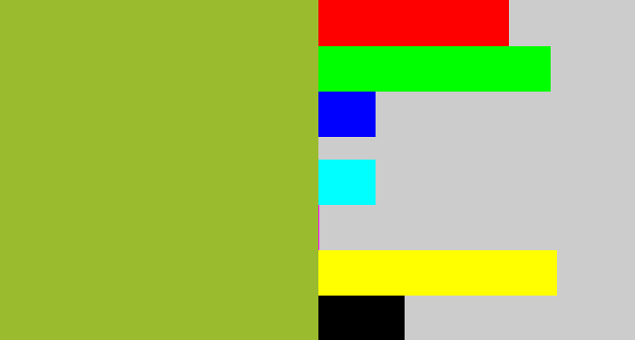 Hex color #9abb2e - sick green