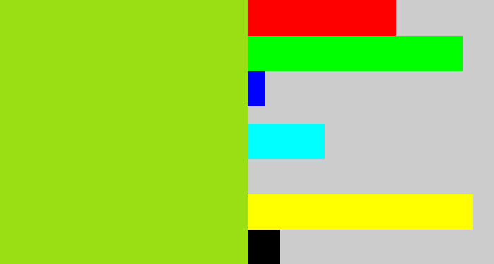 Hex color #9adf13 - yellowish green