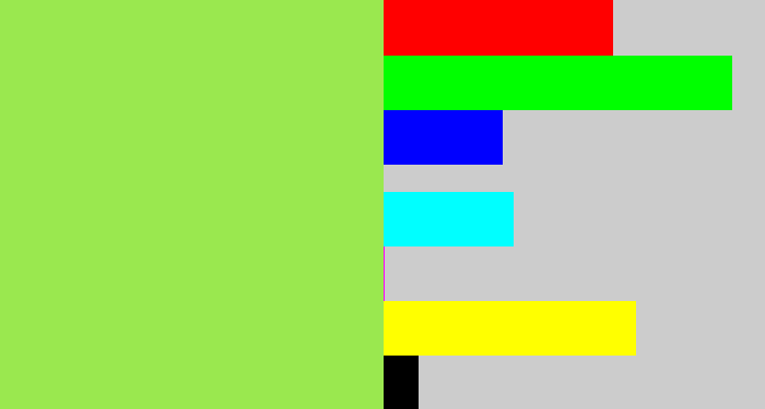 Hex color #9ae84f - kiwi