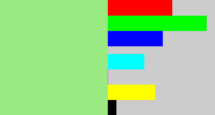 Hex color #9aea82 - light green