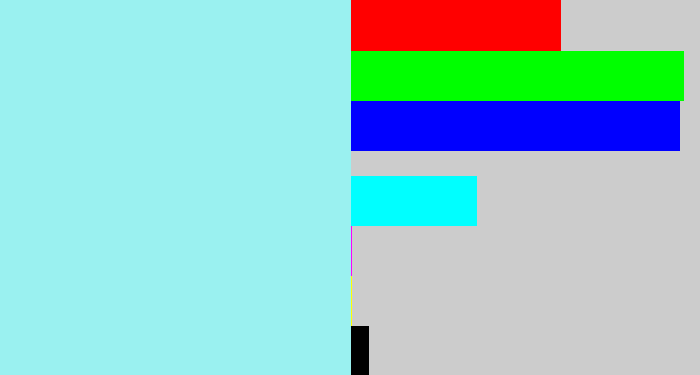 Hex color #9af1f0 - robin's egg blue