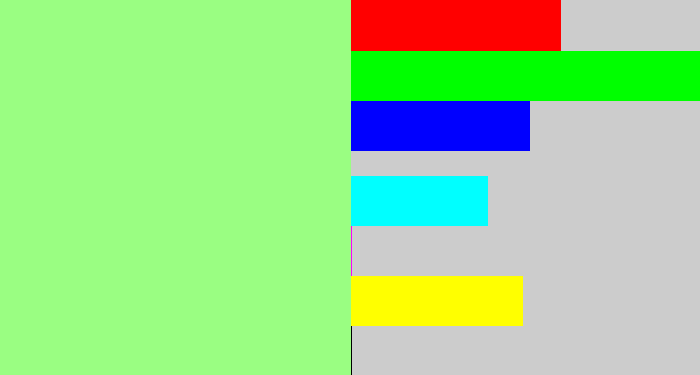 Hex color #9afe82 - light green