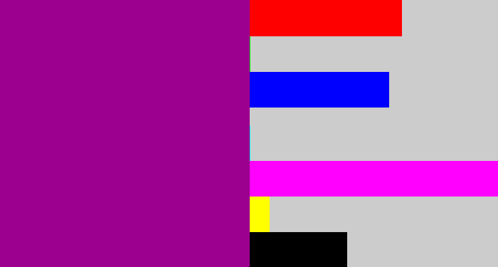 Hex color #9b008f - barney purple
