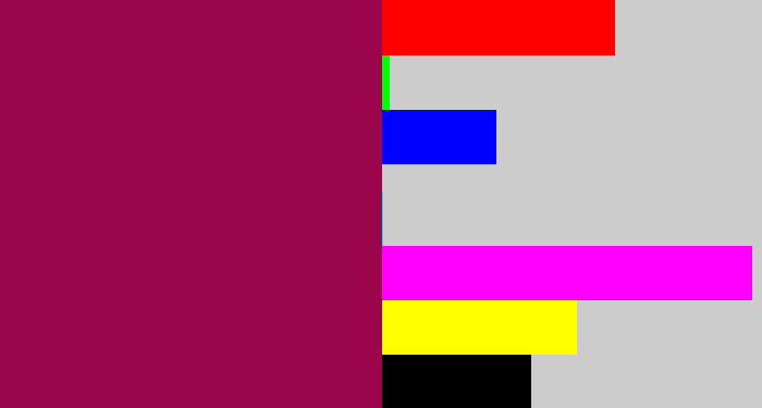 Hex color #9b054c - purple red