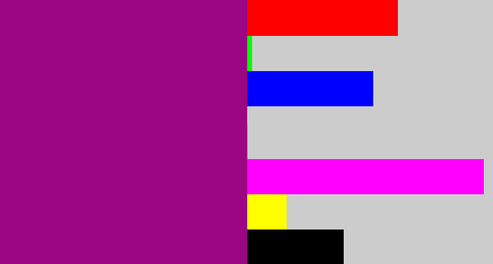 Hex color #9b0682 - barney purple