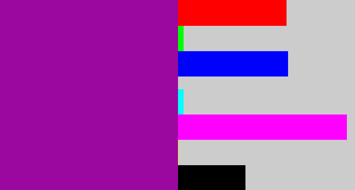 Hex color #9b089f - barney purple