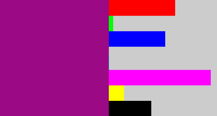 Hex color #9b0985 - barney purple