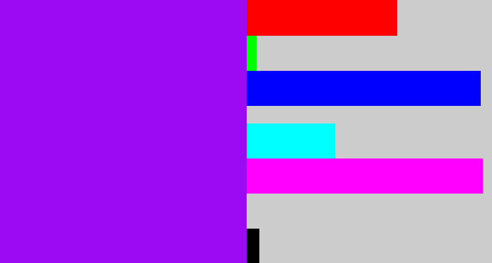 Hex color #9b0af2 - violet