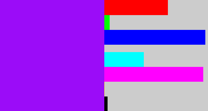 Hex color #9b0cf8 - vivid purple
