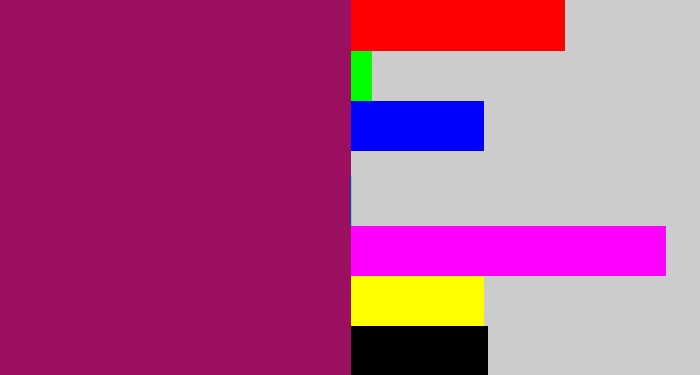 Hex color #9b0f60 - dark fuchsia