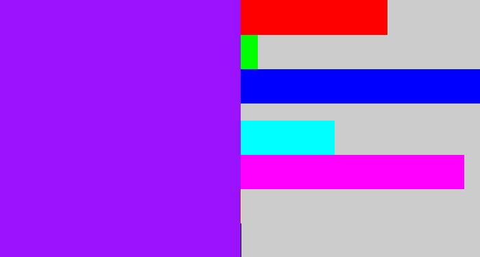 Hex color #9b13fe - vivid purple