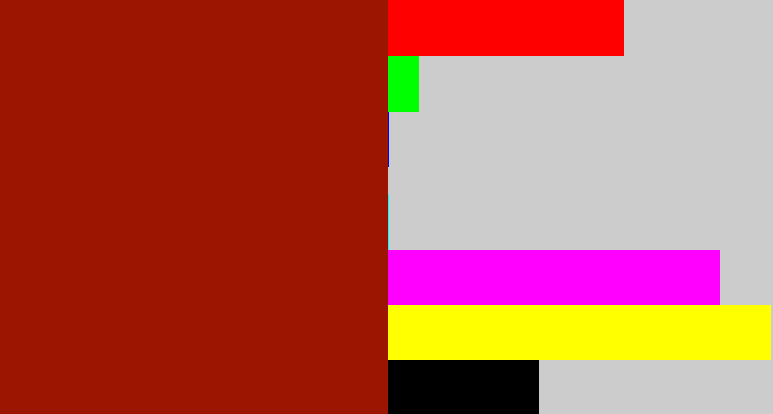 Hex color #9b1501 - brick red