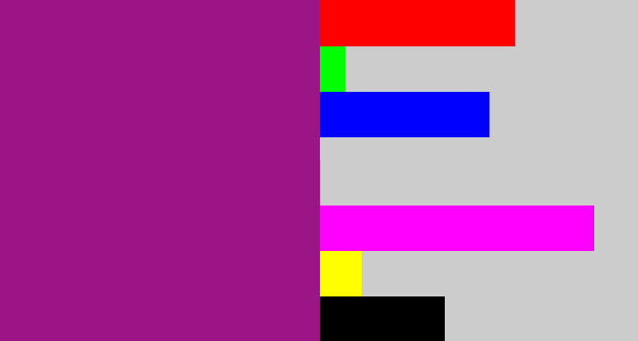 Hex color #9b1587 - barney purple