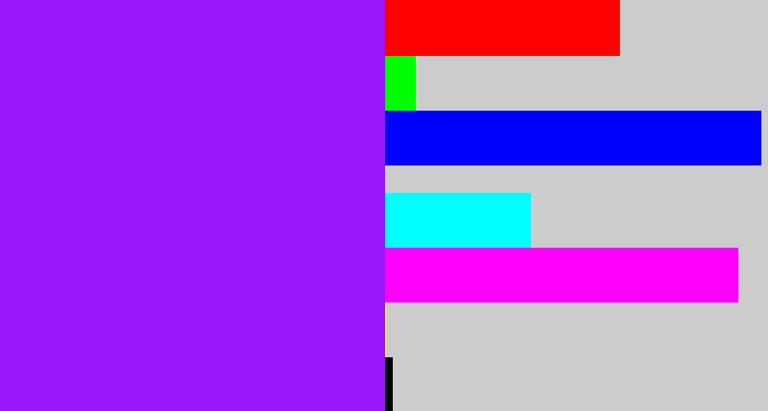 Hex color #9b15fb - violet