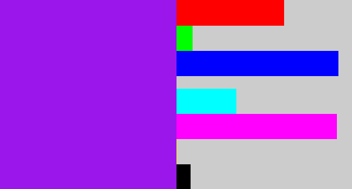 Hex color #9b16eb - violet