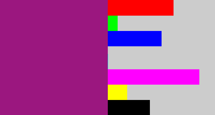 Hex color #9b177f - warm purple