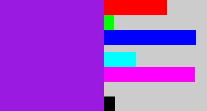 Hex color #9b1ae2 - violet