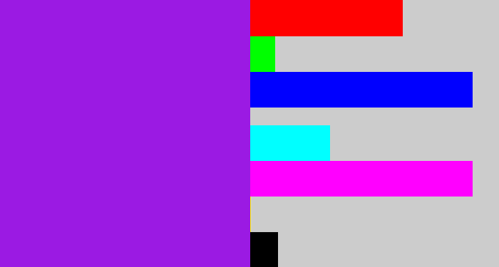 Hex color #9b1ae3 - violet