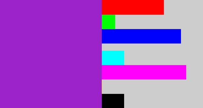 Hex color #9b22c6 - barney