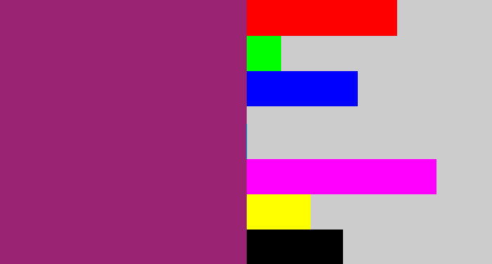 Hex color #9b2373 - warm purple