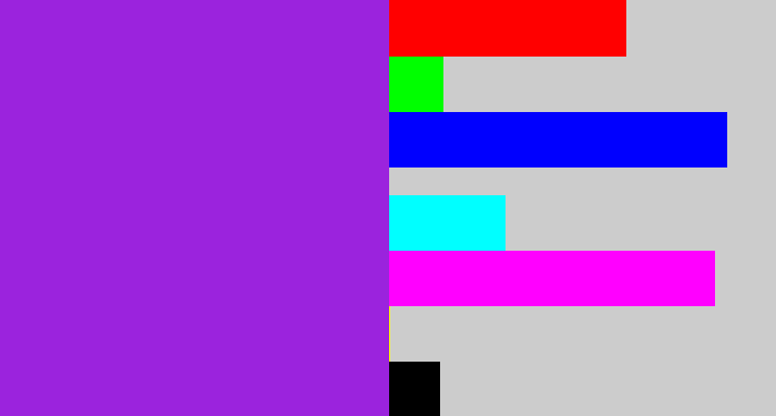 Hex color #9b23dd - violet