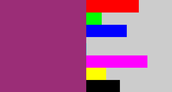 Hex color #9b2d77 - warm purple