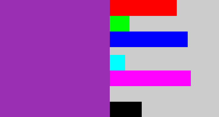 Hex color #9b2fb4 - purply