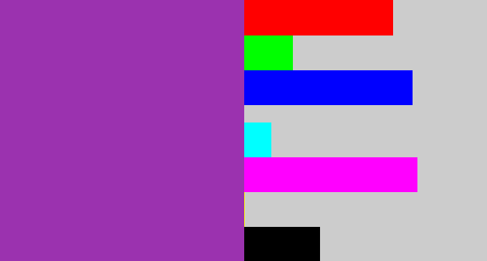 Hex color #9b32af - purply