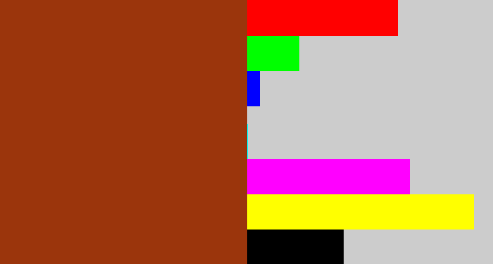 Hex color #9b350c - russet