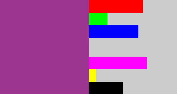 Hex color #9b358f - warm purple