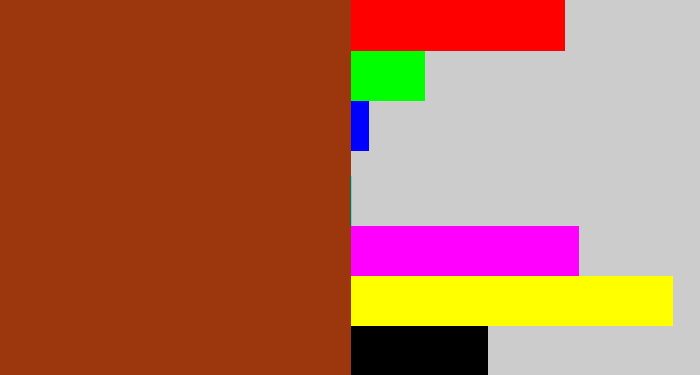 Hex color #9b360d - russet