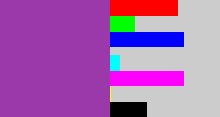 Hex color #9b39ab - purply
