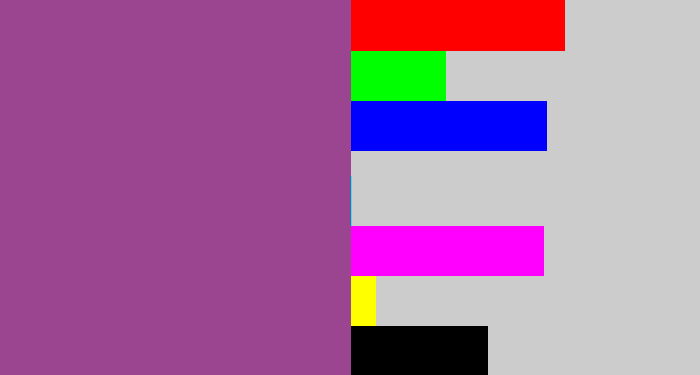 Hex color #9b4590 - purpleish
