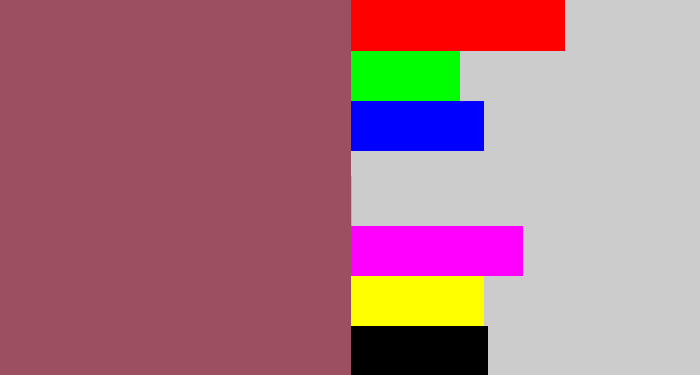 Hex color #9b4f60 - light maroon