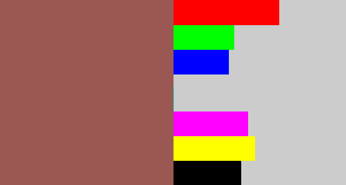 Hex color #9b5852 - light maroon