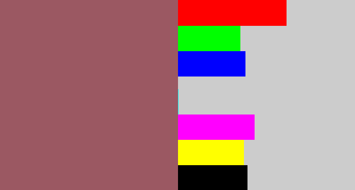 Hex color #9b5862 - light maroon